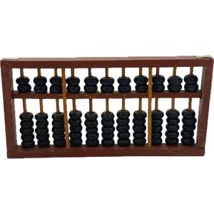 Vtg MCM Chinese Abacus Abaci 11 Digits Rods Calculator Core Wood Wooden 10 X 5